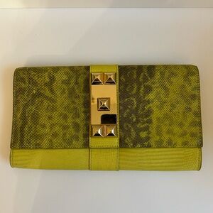 Vince Camuto Two Toned Pebbled Snake Skin Pattern Clutch Bag